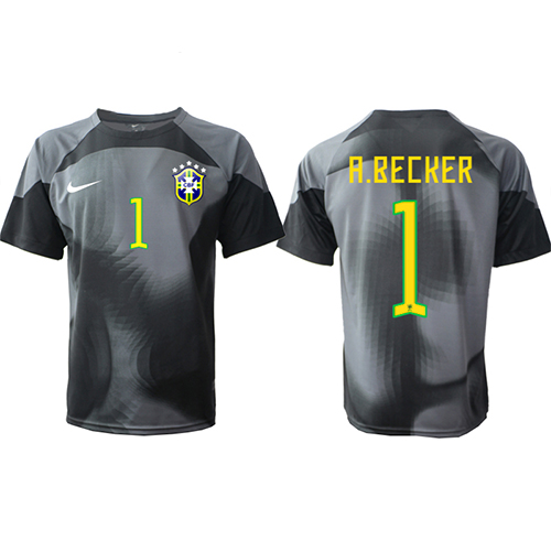 Maillot de foot Brésil Alisson Becker #1 Gardien Domicile vêtements Monde 2022 Manches Courtes